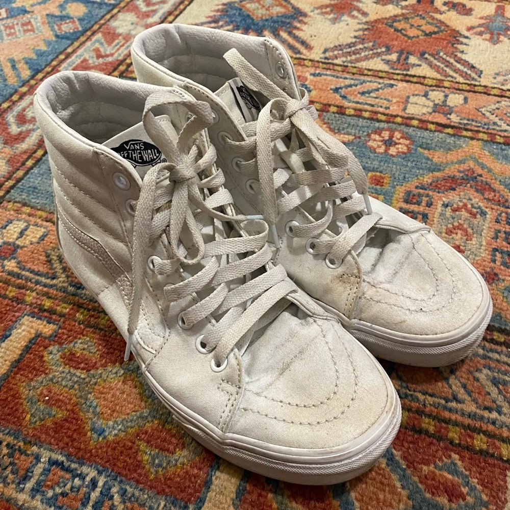 VANS SK8-Hi WHITE SNEAKERS WOMENS SIZE 8.5 MENS SIZE 7